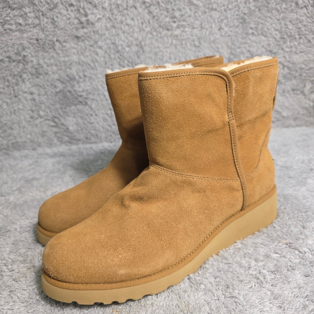UGG Classic Kristin Chestnut Suede Platform Shearling Boots‎ Women 11 NEW